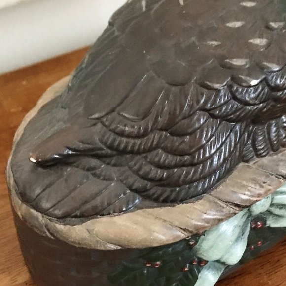 Vtg Christmas Canadian Goose Hand Painted Ceramic Candy Dish/Trinket Box Holiday - Picture 6 of 6
